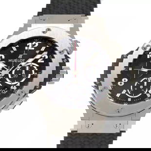HUBLOT BIG BANG STEEL BLACK DIAL MENS WATCH: HUBLOT Big Bang Steel Black Dial Mens Watch Brand: HUBLOT  Type: Wristwatch  Material: Stainless steel,Rubber  Color: none  Size: Case Size Length 56mm(included lag) Width 42mm(not included crown) Dep