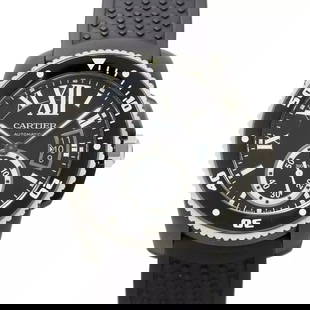 CARTIER CALIBRE DIVER DATE BLACK DIAL MENS WATCH: Cartier Calibre Diver Date Black Dial Mens Watch Brand: Cartier  Type: Wristwatch  Material: Stainless steel,Rubber  Color: none  Size: Case Size Length 48mm(included lag) Width 43mm(not included crow