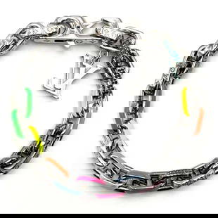 LOUIS VUITTON MEN'S BRACELET PARADISE CHAIN: Louis Vuitton Men's Bracelet Paradise Chain Brand: Louis Vuitton Type: Charm bracelet Material: Metal, Rhinestone Color: None Size: Length 18cm / 7.08'' Accessories: None Accessories Notic