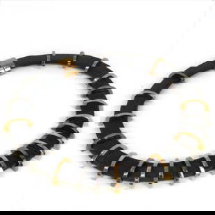 FENDI COLLANA C LEATHER,METAL WOMEN'S CHOKER NECKLACE: FENDI COLLANA C Leather,Metal Women's Choker Necklace Brand: Fendi  Type: Choker  Material: Leather, Metal  Color: Black, Gold, Silver  Size: Neck Circumference 44 cm / 17.32''  Accessories: None <