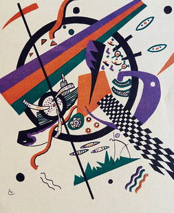 WASSILY KANDINSKY LITHOGRAPH 1926- (SONIA DELAUNAY JOAN MIRÒ " JACKSON POLLOCK): Wassily Kandinsky Lithograph 1926- (Sonia Delaunay Joan Mirò " JACKSON Pollock) Size: 33x36 cm Description: "Small Worlds IV" Lithograph created in 1922 and printed in 1926 in the Weimar Republic in