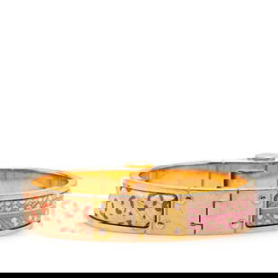 HERMES CHARNIER PM CLOISONNE BANGLE GOLD MULTICOLOR: Hermes Charnier PM Cloisonne Bangle Gold Multicolor Brand: Hermes  Type: Bangle  Material: Gold plating  Color: Gold, Multi-color  Size: Length 15.5cm / 6.1''  Accessories: None Accessories Not