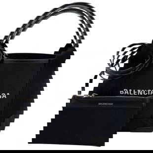 BALENCIAGA NAVY KABAS SHOULDER BAG: BALENCIAGA Navy Kabas Shoulder Bag Brand: BALENCIAGA Type: Shoulder Bag Material: Exterior Material canvas Color: Exterior Color black Size: Size(Inch) W9.8 x H7.5x D2.8inch Shoulder:41,383.9inch