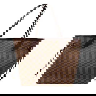 LOUIS VUITTON NEVERFULL TOTE BAG: LOUIS VUITTON Neverfull Tote Bag Brand: LOUIS VUITTON  Type: Tote Bag  Material: Exterior Material Damier  Color: Exterior Color Brown  Size: Size(Inch) W12.6 x H11.0x D6.3inch Shoulder:15.7inch  Acce