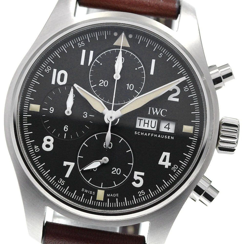 IWC SCHAFFHAUSEN PILOT WATCH SPITFIRE AUTOMATIC MEN'S WATCH: IWC SCHAFFHAUSEN Pilot watch spitfire Automatic Men's Watch Brand: IWC SCHAFFHAUSEN Type: Wristwatch Material: Case Material Stainless Steel, Band Material leather Color: Case Color Silver, Band Co