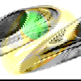 ROYAL 14K YELLOW GOLD MEN'S EMERALD & DIAMOND RING: Royal 14K Yellow Gold Men's Emerald & Diamond Ring Brand: Royal Jewelry  Product Type : Ring  Material: Metal: 14K Yellow Gold  Sone Color: None  Stone Shape: Color Stone Shape: Oval  Gemstone(s): Eme