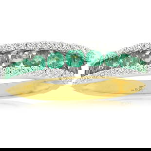 ROYAL 14K YELLOW GOLD EMERALD & DIAMOND RING: Royal 14K Yellow Gold Emerald & Diamond Ring Brand: Royal Jewelry  Product Type : Ring  Material: Metal: 14K Yellow Gold  Sone Color: None  Stone Shape: None  Gemstone(s): Emerald , Diamond  Si
