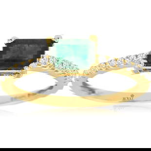 ROYAL 14K YELLOW GOLD EMERALD & DIAMOND RING: Royal 14K Yellow Gold Emerald & Diamond Ring Brand: Royal Jewelry  Product Type : Ring  Material: Metal: 14K Yellow Gold  Sone Color: None  Stone Shape: None  Gemstone(s): Emerald  Size: None <