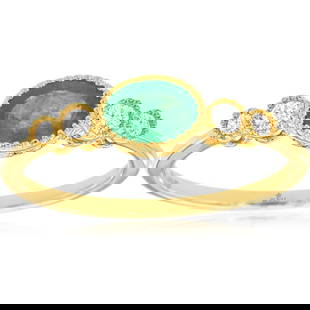 ROYAL 14K YELLOW GOLD EMERALD & DIAMOND 3-STONE RING: Royal 14K Yellow Gold Emerald & Diamond 3-Stone Ring Brand: Royal Jewelry  Product Type : Ring  Material: Metal: 14K Yellow Gold  Sone Color: None  Stone Shape: None  Gemstone(s): Emerald , Diamond