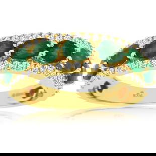 ROYAL 14K YELLOW GOLD EMERALD & DIAMOND RING: Royal 14K Yellow Gold Emerald & Diamond Ring Brand: Royal Jewelry  Product Type : Ring  Material: Metal: 14K Yellow Gold  Sone Color: None  Stone Shape: None  Gemstone(s): Emerald , Diamond  Si