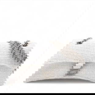 BALENCIAGA HOURGLASS TWEED CHAIN SHOULDER BAG: Balenciaga Hourglass Tweed Chain Shoulder Bag Brand: Balenciaga  Type: Shoulder bag  Material: Tweed  Color: White  Size: Size(Inch) Height:5.5inch Length:10.4inch Depth:3.0inch Shoulder height:11.2in