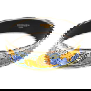 HERMES ENAMEL CLOISONNE WARE BANGLE SILVER: Hermes Enamel Cloisonne Ware Bangle Silver Brand: Hermes  Type: Bracelet  Material: Silver Plated  Color: Silver, Light Blue, etc  Size: Inner circumference : 20.0 cm  Accessories: None Accesso
