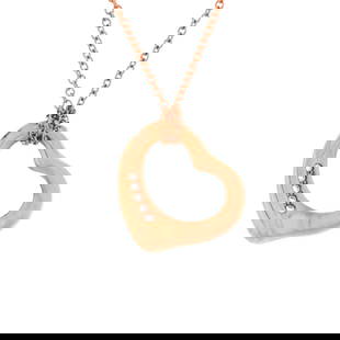 TIFFANY & CO. ELSA PERETTI OPEN HEART 5 DIAMONDS PENDANT NECKLACE: Tiffany & Co. Elsa Peretti Open Heart 5 Diamonds Pendant Necklace Brand: Tiffany & Co.  Type: Necklace  Material: 18K Rose Gold  Color: Rose Gold  Size: Measurements: Length: 16.00 ", Pendant Length: