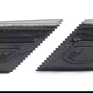 BALENCIAGA CAG MINI TRI-FOLD WALLET PURSE LEATHER: BALENCIAGA CAG MINI Tri-fold wallet Purse leather Brand: BALENCIAGA  Type: Tri-fold wallet  Material: leather  Color: Black  Size: H:6.5cm x W:9.5cmx D:3cm  Accessories: None Accessories Notice