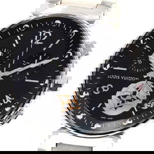 LOUIS VUITTON TAMBOUR MOONSTAR GM CHRONOGRAPH QUARTZ MEN'S WATCH: LOUIS VUITTON Tambour Moonstar GM Chronograph Quartz Men's Watch Brand: LOUIS VUITTON  Type: Wristwatch  Material: Case Material Stainless Steel, Band Material rubber  Color: Case Color Silver, Band C