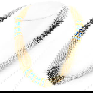 TIFFANY & CO. SCHLUMBERGER 18K YELLOW GOLD NECKLACE: Tiffany & Co. Schlumberger 18K Yellow Gold Necklace Metal Type: 18K Yellow Gold  Condition: Excellent  Size: Measurements: 20 inches  Description: Tiffany & Co., Schlumberger Multistrand Cultured Pear