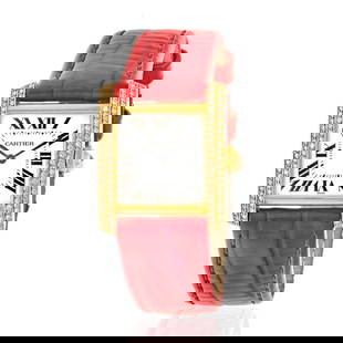 CARTIER 18K YELLOW GOLD TANK FRANCAISE 25 WATCH: Cartier 18K Yellow Gold Tank Francaise 25 Watch Metal Type: 18K Yellow Gold  Condition: Excellent  Size: Measurements: 25mm case  Description: Cartier 18K Yellow Gold Tank Francaise 1821 Ladies Diamon