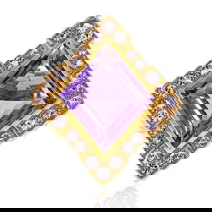 DAVID WEBB 18K YELLOW GOLD PURPLE RING: David Webb 18K Yellow Gold Purple Ring Metal Type: 18K Yellow Gold Condition: Excellent Size: 6 US Description: David Webb 18K yellow gold Purple Amethyst ring. Feels substantial and heavy on the f