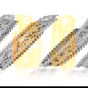 CARTIER PLATINUM & 18K YELLOW GOLD EARRINGS: Cartier Platinum & 18K Yellow Gold Earrings Metal Type: Platinum & 18K Yellow Gold  Condition: Excellent  Size: Measurements: Length: 1.3 inches  Description: Cartier Vintage Panthère de Cartier walk