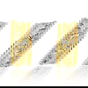 CARTIER 18K TWO TONE WALKING PANTHERE HOOP EARRINGS: Cartier 18K Two Tone Walking Panthere Hoop Earrings Metal Type: 18K Two Tone  Condition: Excellent  Size: Measurements: Length: 1.3 inches  Description: Cartier Vintage Panthère de Cartier walking pa