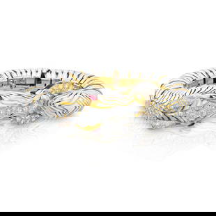 DAVID WEBB 18K YELLOW GOLD WHITE BRACELET: David Webb 18K Yellow Gold White Bracelet Metal Type: Platinum & 18K Yellow Gold  Condition: Good  Size: Measurements: Wrist size 6.25 to 6.5  Description: David Webb Diamond Ruby Enamel Gold Platinum