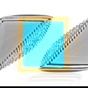 DAVID WEBB PLATINUM & 18K YELLOW GOLD SUMMIT RING: David Webb Platinum & 18K Yellow Gold Summit Ring Metal Type: Platinum & 18K Yellow Gold Condition: Excellent Size: 6.5 US Description: Bold color meets shimmering elegance in this turquoise and di