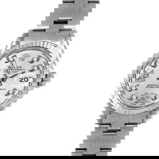 ROLEX DATEJUST 26MM, CUSTOM SILVER DIAMOND WITH DIAMOND ROMAN 6 & 9 OYSTER FLUTED: Rolex Datejust 26mm, Custom Silver Diamond with Diamond Roman 6 & 9 Oyster Fluted Brand/Model: Rolex Datejust  Material: Stainless Steel  Dial: Custom Silver Diamond with Diamond Roman 6 & 9  Diamonds