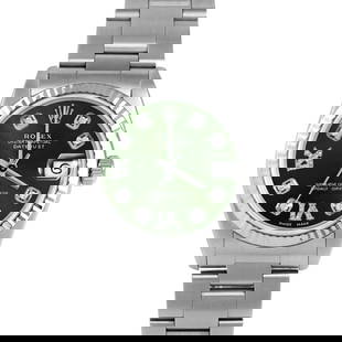 ROLEX DATEJUST 31MM, CUSTOM GREEN DIAMOND WITH DIAMOND ROMAN 6 & 9 OYSTER FLUTED: Rolex Datejust 31mm, Custom Green Diamond with Diamond Roman 6 & 9 Oyster Fluted Brand/Model: Rolex Datejust  Material: Stainless Steel  Dial: Custom Green Diamond with Diamond Roman 6 & 9  Diamonds: