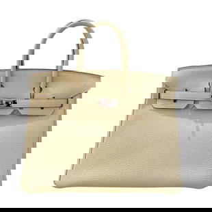 HERMES BIRKIN 25 ?M? HANDBAG: HERMES Birkin 25 ?M? Handbag Brand: HERMES  Type: Handbag  Material: Togo  Color: Parshman/SVHardware  Size: Size(Inch) W9.8 x H7.5x D5.1inch  Accessories: None Accessories Notice: When purchas