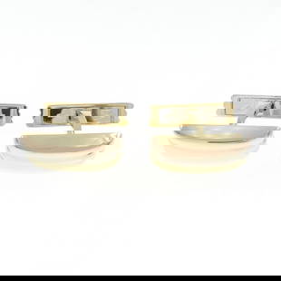 CARTIER GADRONS CUFFLINKS: Cartier Gadrons Cufflinks, Brand: Cartier  Type: Cufflinks  Material: Pink gold (18K), White gold (18K), Yellow gold (18K)  Size: (HxWxD) 8.40mm x 17.90mm / 0.33'' x 0.70'' Accessories: Certificate Ac