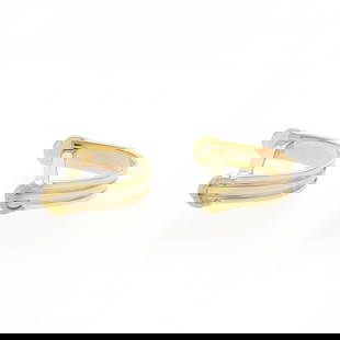 CARTIER 750 THREE-COLOR CUFFLINKS: Cartier 750 Three-Color Cufflinks, Brand: Cartier  Type: Cufflinks  Material: Pink gold (18K), White gold (18K), Yellow gold (18K)  Size: (HxWxD) 6.90mm x 18.70mm / 0.27'' x 0.74'' Accessories: None A