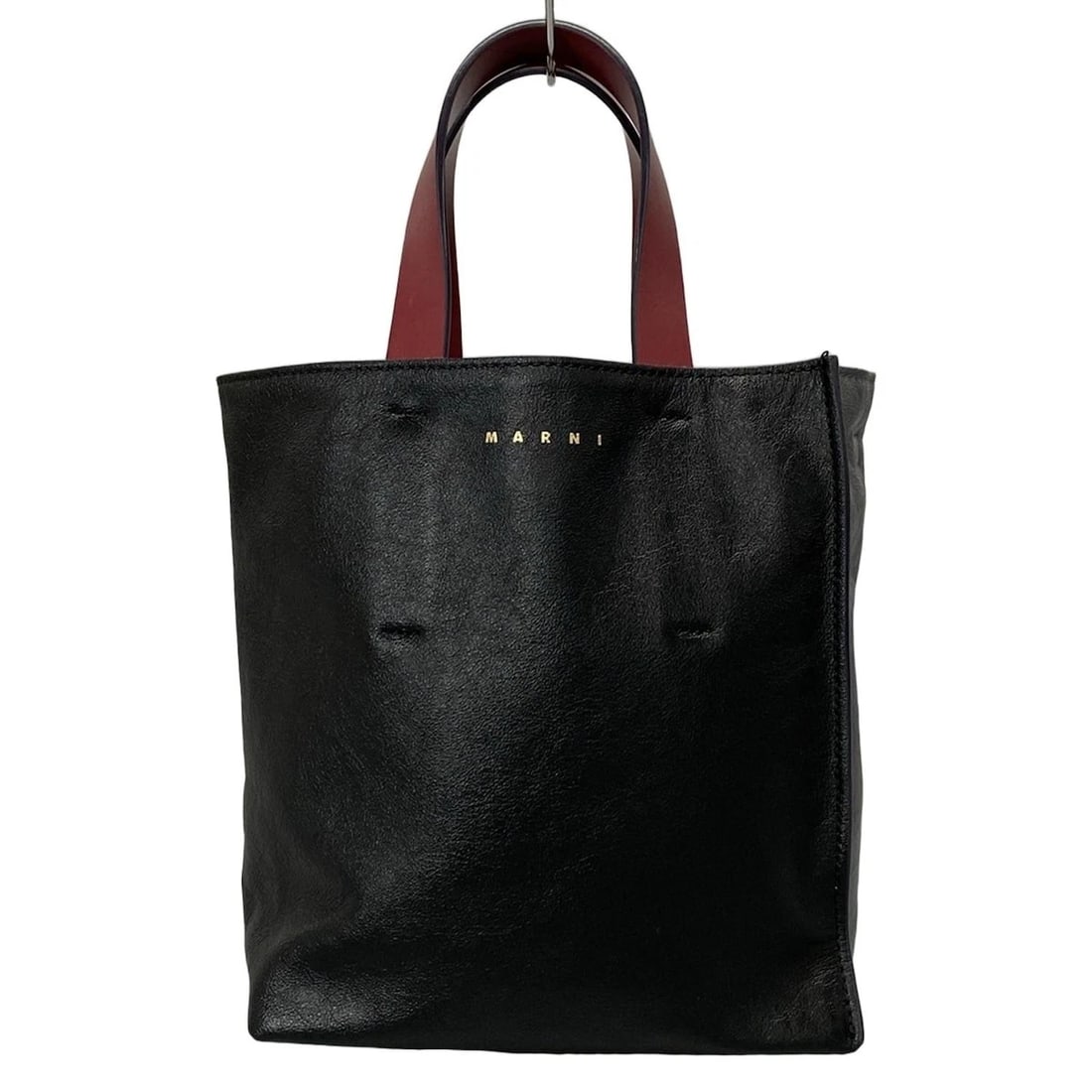 MARNI MUSEO BLACK GRAY RED LEATHER - HANDBAG: MARNI Museo Black Gray Red Leather - Handbag Brand: MARNI Type: Handbag Exterior Material: Leather Exterior Color: Black, Gray, Red Size: [ Measurements ] Height : 8.66 inch (22 cm) Width : 7.87 i