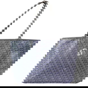 GOYARD ARTOIS PM - GRAY COATED CANVAS LEATHER HANDBAG: GOYARD Artois PM - Gray Coated Canvas Leather Handbag Brand: GOYARD  Type: Handbag  Exterior Material: Coated Canvas, Leather  Exterior Color: Gray  Size: [ Measurements ] Height : 9.45 inch (24 cm) W