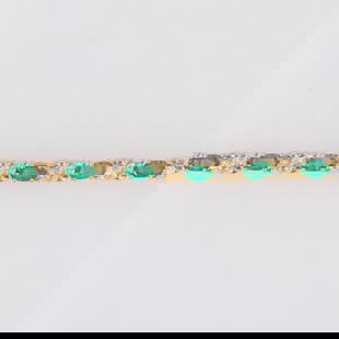 OVAL EMERALD AND DIAMOND TENNIS BRACELET: Oval Emerald and Diamond Tennis Bracelet Brand: Unbranded  Type: Bracelet  Material: Metal Yellow Gold  Color: Main Stone Color: Green, Clarity Gemstone Clarity Grade: Moderately Included  Size: Brace