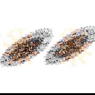 14K ROSE GOLD ROUND CUT BROWN DIAMOND FLOWER SETSFANCY EARRINGS: 14K Rose Gold Round Cut Brown Diamond Flower SetsFancy Earrings Brand: None Type: Earrings Material: Metal Type:Rose GoldMetal Purity:14k Color: Fancy Diamond Color:White, Brown Size: Width:7mmThi