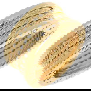 BVLGARI B-ZERO1 FULL DIAMOND RING: BVLGARI B-Zero1 full diamond Ring Brand: BVLGARI  Type: Ring  Material: K18 yellow gold  Color: Gold  Size: 5.1 US  Accessories: None Accessories Notice: When purchasing pre-owned goods, please