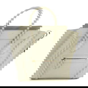CELINE LUGGAGE MICRO SHOPPER HAND BAG LEATHER LIGHT GREEN: CELINE Luggage Micro Shopper Hand Bag Leather Light green Brand: CELINE  Type/Style : Hand Bag  Material: Leather  Color: Light green  Size: W 10.43 inch, H 10.04 inch, D 5.31 inch  Accessories: None