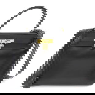 HERMES KELLY 28 2WAY HAND SHOULDER BAG BOX CALF BLACK PURSE: HERMES Kelly 28 2way Hand Shoulder Bag Box calf Black Purse Brand: HERMES  Type/Style : Hand Bag / Shoulder Bag  Material: Box calf  Color: Black  Size: W 10.63 inch, H 8.27 inch, D 4.13 inch  Accesso