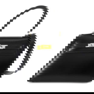 HERMES MINI KELLY 20 HAND SHOULDER BAG BOX CALF LEATHER BLACK PURSE: HERMES Mini Kelly 20 Hand Shoulder Bag Box Calf Leather Black Purse Brand: HERMES  Type/Style : Hand Bag / Shoulder Bag  Material: Box Calf  Color: Black  Size: W 7.87 inch, H 5.51 inch, D 3.74 inch