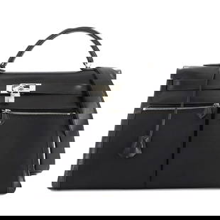 HERMES KELLY LAKIS 40 2WAY HAND SHOULDER BAG BOX CALF BLACK: HERMES Kelly Lakis 40 2way Hand Shoulder Bag Box Calf Black Brand: HERMES  Type/Style : Hand Bag / Shoulder Bag  Material: Box Calf , Toile Officier  Color: Black  Size: W 15.94 inch, H 10.04 inch, D