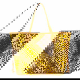 LOUIS VUITTON MONOGRAM WAVE NEVERFULL MM TOTE BAG YAYOI KUSAMA: LOUIS VUITTON Monogram Wave Neverfull MM Tote Bag Yayoi Kusama Brand: LOUIS VUITTON  Type/Style : Tote Bag  Material: Monogram Wave Canvas  Color: Monogram , Jaune  Size: W 12.60 inch, H 11.42 inch, D