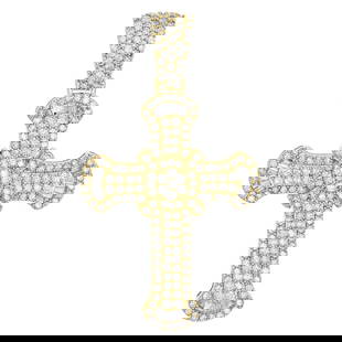 10K YELLOW GOLD BAGUETTE DIAMOND CROSS STATEMENT PENDANT: 10K Yellow Gold Baguette Diamond Cross Statement Pendant Brand: None  Type: Pendant  Material: Yellow Gold  Color: Fancy Diamond Color:White  Size: Pendant Length:2.30" (Including Bail)Pendant Width:1