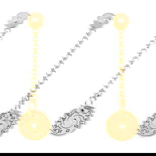 HERMES PIERCED EARRINGS GAMBADE SWING DROP ROUND LOGO DIAMOND: HERMES Pierced Earrings Gambade Swing Drop Round Logo Diamond Brand: HERMES  Type: Earrings  Material: 750(18K) Rose(Pink) Gold  Color: none  Size: Earring Size : Diameter 1.46"(inches) / 37.3mm Motif