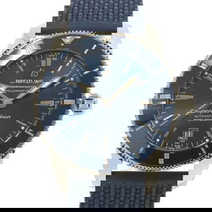 BREITLING SUPEROCEAN HERITAGE AUTOMATIC DATE BLUE DIAL WATCH: BREITLING SuperOcean Heritage Automatic Date Blue Dial Watch Brand: BREITLING  Type: Wristwatch  Material: Stainless steel,Rubber  Color: None  Size: Case Size Length 56mm(included lag) Width 46mm(not