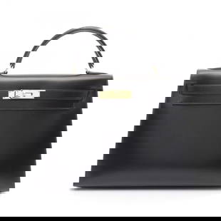 HERMES KELLY 32 2WAY HANDBAG BOX CALF LEATHER BLACK: HERMES Kelly 32 2way Handbag Box calf leather Black Brand: HERMES  Type: Handbag  Material: Calfskin (cowhide)  Color: Black  Size: H:23cm x W:32cm x D:12cm (H:9.1" x W:12.6" x D:4.7") Handle?28cm(11.