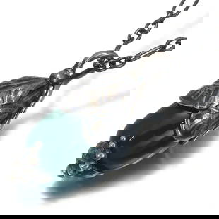 GEORG JENSEN NECKLACE CHALCEDONY HERITAGE: Georg Jensen Necklace Chalcedony Heritage Brand: Georg Jensen  Type: Necklace  Material: 925 / Sterling Silver  Color: None  Size: Necklace length: 41 / 44cm Pendant size: 33.6 x 12.0mm  Accessories: