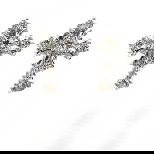 LIGHT YELLOW &BROWN DIAMOND CROSS DROP EARRINGS 18K 750 WHITE GOLD: Light Yellow &Brown Diamond Cross Drop Earrings 18K 750 White Gold Brand: Unbranded Type: Earrings Material: 18K / 750 / White Gold Color: None Size: Design size: 14.8 x 10.0mm Accessories: None
