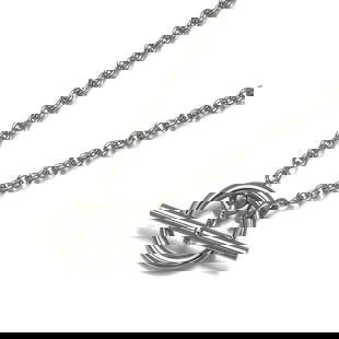 HERMES CHAIN NECKLACE ECHAPPEE GLENAN LARIAT 18K: HERMES Chain Necklace Echappee Glenan Lariat 18K Brand: HERMES  Type: Necklace  Material: 18K / 750 / White Gold  Color: None  Size: Necklace length: 38cm Necklace width: 2.0mm  Accessories: None <