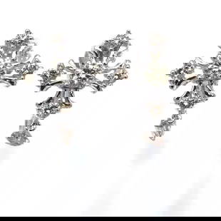 YELLOW &BROWN DIAMOND CROSS DROP EARRINGS: Yellow &Brown Diamond Cross Drop Earrings Brand: Unbranded Type: Earrings Material: 18K / 750 / White Gold Color: None Size: Design size: 14.5 x 10.0mm Accessories: None Accessories Notice