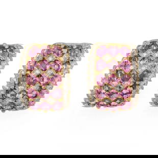 ESTATE 5.60CT DIAMOND PINK SAPPHIRE 18K GOLD HUGGIE EARRINGS - LIQUIDATION: Estate 5.60ct Diamond Pink Sapphire 18k Gold Huggie Earrings - LIQUIDATION Brand: Unbranded  Type: Earrings  Material: 18k yellow and white gold  Color: none  Size: Measurement: 0.75" long x 0.55" wid